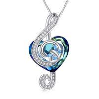 TOUPOP Sterling Silver Crystal Musical Note Necklace-undefined