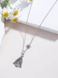wholesale 925 Sterling Silver Multicolor Crystal Christmas Tree & Snowflake Pendant Necklace-0-3