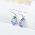 wholesale Sterling Silver Blue Opal Palm Tree Earrings Teardrop Ocean Wave Jewelry-0-9