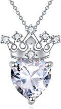 wholesale 925 Sterling Silver Moissanite Heart Crown Pendant Necklace for Women Girls -0-0