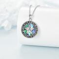 wholesale 925 Sterling Silver Abalone Shell Star Pendant Norse Runes Compass Necklace-0-2