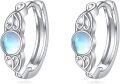 wholesale 925 Sterling Silver Round Blue Moonstone Huggie Hoop Earrings-0-0