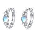 wholesale 925 Sterling Silver Round Blue Moonstone Huggie Hoop Earrings-0-0