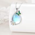 wholesale 925 Sterling Silver Opalite Teardrop with Enamel Butterfly and Daisy Charm Necklace for Women Gifts-0-2