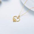 wholesale 14K Gold Bear & Cub in Heart Shape with CZs Mother Daughter Mom Gift Necklaces for Women Girls-0-2