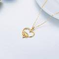 wholesale 14k Gold Heart Pendant With Cat And Lab Diamond Accents-0-2
