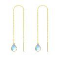 wholesale 14K Gold Teardrop Moonstone Threader Earrings for Women - Elegant Long Dangle s for Mothers' Day or Birthdays-0-0