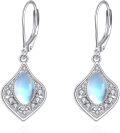 wholesale 925 Sterling Silver Blue Moonstone Leverback Drop Earrings 42mm-0-0