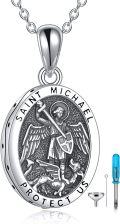 wholesale 925 Sterling Silver Saint Michael Protect Us Oval Medallion Travel Protection Pendant Necklace 45cm Chain with Cleaning Brush and Funnel Set-0-0