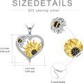 wholesale 925 Sterling Silver Bee & Sunflower Heart Pendant Necklace for Women-0-2