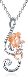 wholesale 925 Sterling Silver Rose Pendant Necklaces for Women Girls Gifts-0-0