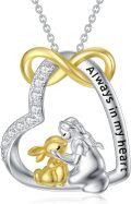 wholesale 925 Sterling Silver Infinity Heart Rabbit Love Pendant Necklace Gift for Women Girl's Jewelry Mothers' Day Birthday Present-0-0