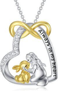 wholesale 925 Sterling Silver Infinity Heart Rabbit Love Pendant Necklace Gift for Women Girl's Jewelry Mothers' Day Birthday Present-A-Bunny-1