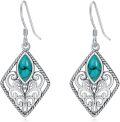 wholesale 925 Sterling Silver Turquoise Vintage Boho Marquise Hook Earrings for Women-0-0