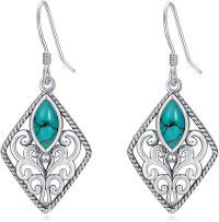 wholesale 925 Sterling Silver Turquoise Vintage Boho Marquise Hook Earrings for Women-Marquise-B