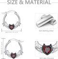 wholesale 925 Sterling Silver Bat Heart Red Crystal Hypoallergenic Hoop Earrings-0-4