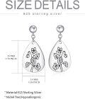 wholesale Sterling Silver Floral Teardrop Earrings w Birth Flower Engraved Gift for Women-0-3