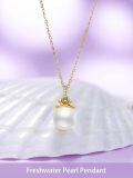 TOUPOP 14K Gold Freshwater Pearl Necklace Bow Heart Dolphin Pendant-0-1