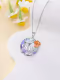 TOUPOP Sterling Silver Purple Crystal Circle Necklace For Women-0-4