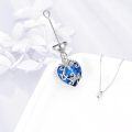 wholesale 925 Sterling Silver Blue Crystal Heart Locket with Dragonflies and Scrollwork Pendant Necklace for Women-0-3