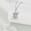 wholesale 925 Sterling Silver Pink Crystal Butterfly Ribbon Breast Cancer Awareness Pendant Necklace-0-2