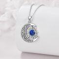 wholesale 925 Sterling Silver Blue Lapis Lazuli Sun & Moon Crescent Star Pendant Necklace-0-2
