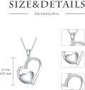 wholesale 925 Sterling Silver Double Heart Pendant with Cubic Zirconia Necklaces for Women s 45cm Chain Length-0-4