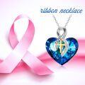 wholesale 925 Sterling Silver Metal Blue Crystal Celtic Knot Heart Pendant Necklaces with Cross Charm s for Women-0-4