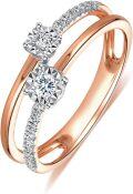 wholesale TOUPOP 2 Ct Rose Gold Moissanite Engagement Ring For Women S925 Sterling Silver Moissanite Round Wedding Ring Guard Double Rings Vintage Ladies Dainty Anniversary Promise Jewelry Gift For Women Size 6-9 -0-0