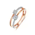 TOUPOP Sterling Silver Moissanite Rose Gold Plated Double Ring Guard-0-0