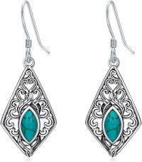 wholesale Sterling Silver Turquoise Vintage Boho Marquise Hook Earrings for Women-Marquise-A