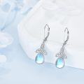 wholesale 925 Sterling Silver Rainbow Moonstone Celtic Trinity Knot Drop Leverback Earrings-0-2