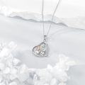 wholesale 925 Sterling Silver Heart-Shaped Snowmen Pendant with Crystal Accents and Snowflake Charm - Christmas  for Women-0-1