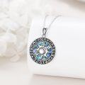 wholesale 925 Sterling Silver Abalone Shell Norse Viking Sun Pendant Necklace for Women Men s-0-3