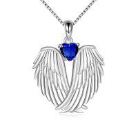 wholesale 925 Sterling Silver Wings Heart Pendant Necklace-September