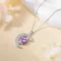 TOUPOP Sterling Silver Amethyst Moon Star Pendant Necklace-0-4
