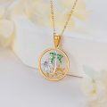 wholesale 14K Gold Crystal Coconut Tree Pendant Necklace with Sun and Waves Design - Gifts for Her-0-3