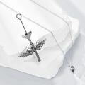 wholesale 925 Sterling Silver Angel Wing Cross Cremation Urn Pendant Necklace for Women-0-3