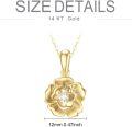 wholesale 14K Rose Gold Flower Pendant Necklace with Cubic Zirconia for Women 37cm + Extender Chain-0-4
