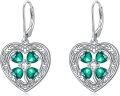 wholesale TOUPOP St Patricks Day Gifts Shamrock Earrings 925 Sterling Silver Irish Celtic Earrings Luck Clover Jewelry For Women -0-0