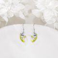 wholesale 925 Sterling Silver Cool Banana Drop Earrings with Yellow Enamel and Sunglasses Charm-0-2