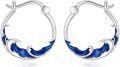 wholesale 925 Sterling Silver Blue Wave Design Hoop Earrings for Women-0-0