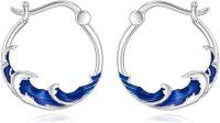wholesale 925 Sterling Silver Blue Wave Design Hoop Earrings for Women-Wave