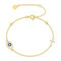 wholesale 14K Gold Evil Eye Cross Charm Adjustable Bracelet (6-9)-0-0