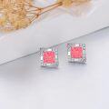 wholesale  Sterling Silver Opal Stud Earrings for Women Minimalist Square Fashion Gift -0-3