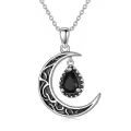 wholesale 925 Sterling Silver Crescent Moon with Amethyst Pendant Necklaces for Women s 45cm Chain Length-0-33
