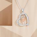 wholesale 925 Sterling Silver Rose Gold Dancing Girl in Heart Shape Pendant Necklace with Cubic Zirconia Stones and Chain for Women Girls  (Rose)-0-4