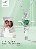 wholesale Sterling Silver Rose Cross Pendant Necklace for Women-0-125