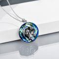 wholesale 925 Sterling Silver Blue Wolf Pendant Necklace-0-3
