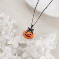 wholesale 925 Sterling Silver Black Cat on Pumpkin Halloween Charm Necklace Gift-0-3